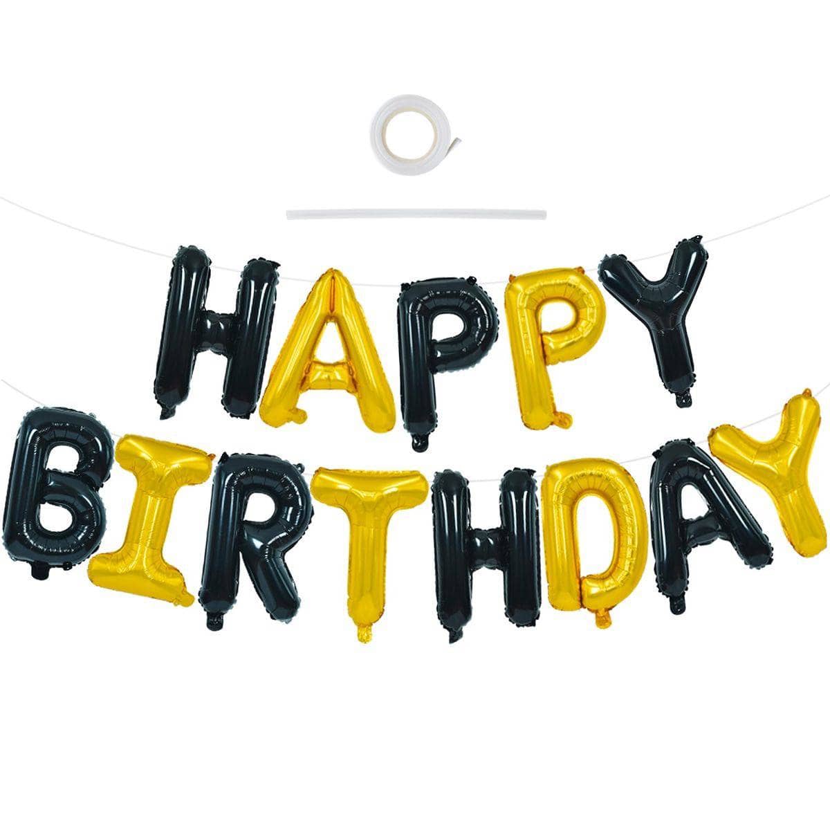 Растяжка шар Happy birthday / Золото 5